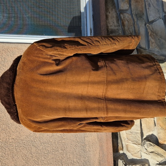 Vtg Sears Chocolate Brown Fur Corduroy Mens Barn Car Coat Size 40 S - Picture 5 of 6